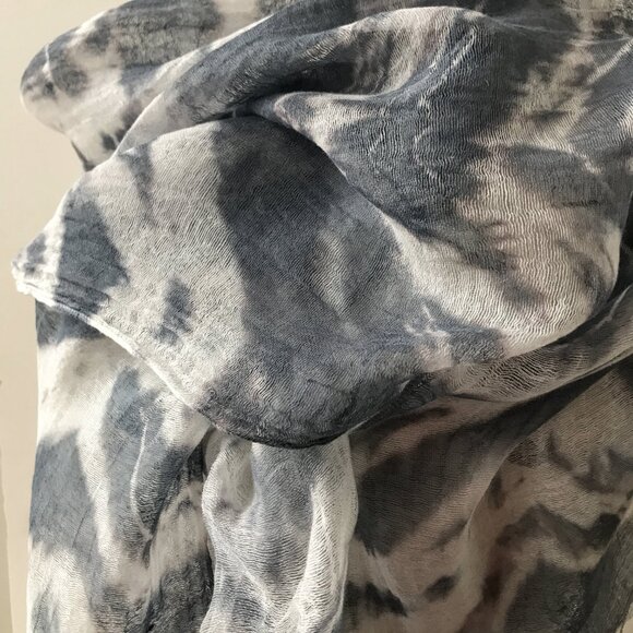 Artist Made Lightweight Tie Dye Scarf with Fringe, Silk and Rayon - Picture 5 of 5